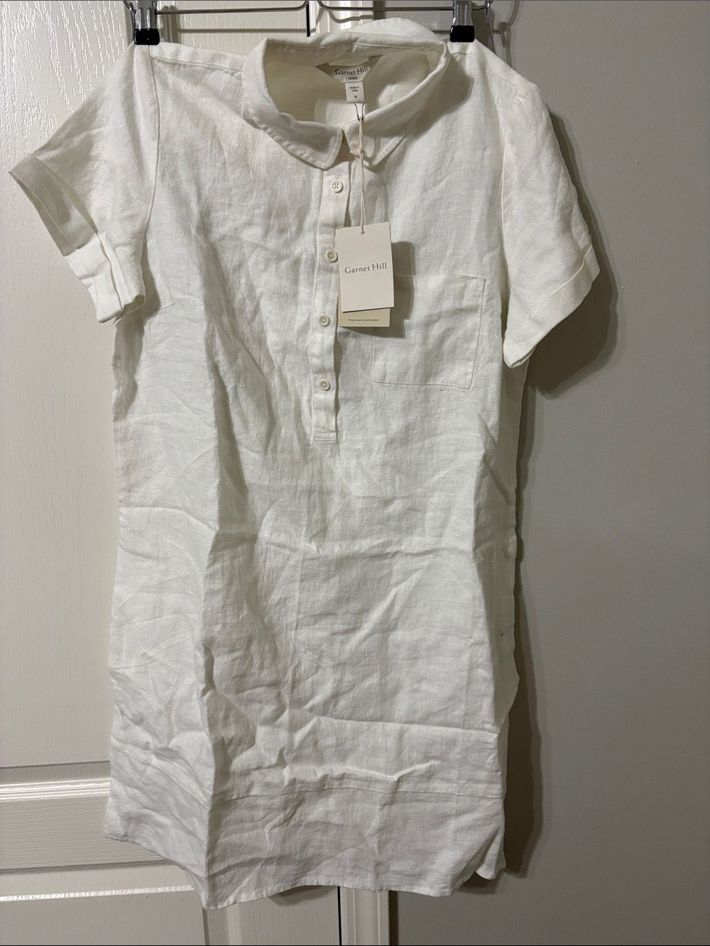 Garnet Hill White Linen Polo Shift Dress